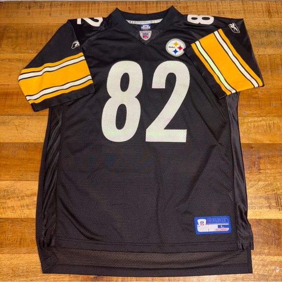 Men's Reebok NFL Pittsburgh Steelers Antwaan Randle El Black Jersey Size L #82 - Picture 1 of 10